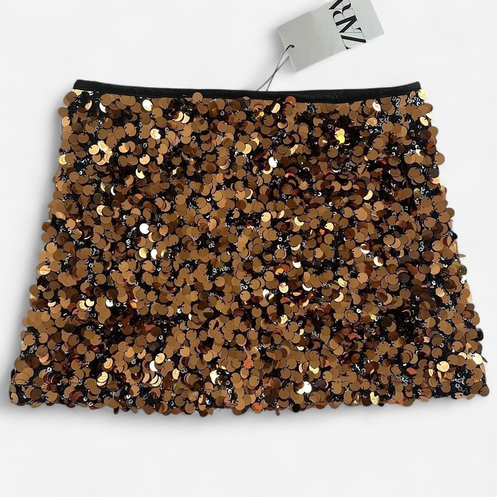 Zara Gold Sequin Mini Skirt